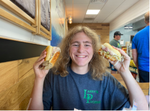 Senior Brady Allen enjoying a fresh Club Supreme sandwich at Jersey Mike’s Subs. (Photo By: Liam Welter)